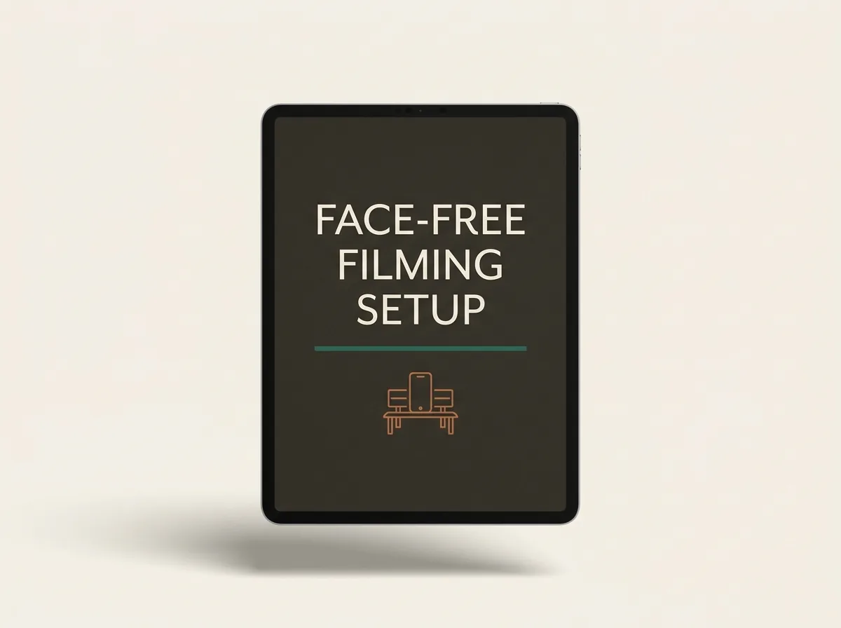 Tablet mockup reading Face-Free Filming Setup